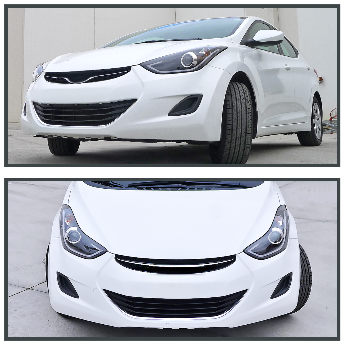 Black Projector Headlights For 2011-2013 Hyundai Elantra 4Dr – Halogen With H11 Bulbs Included - View #3