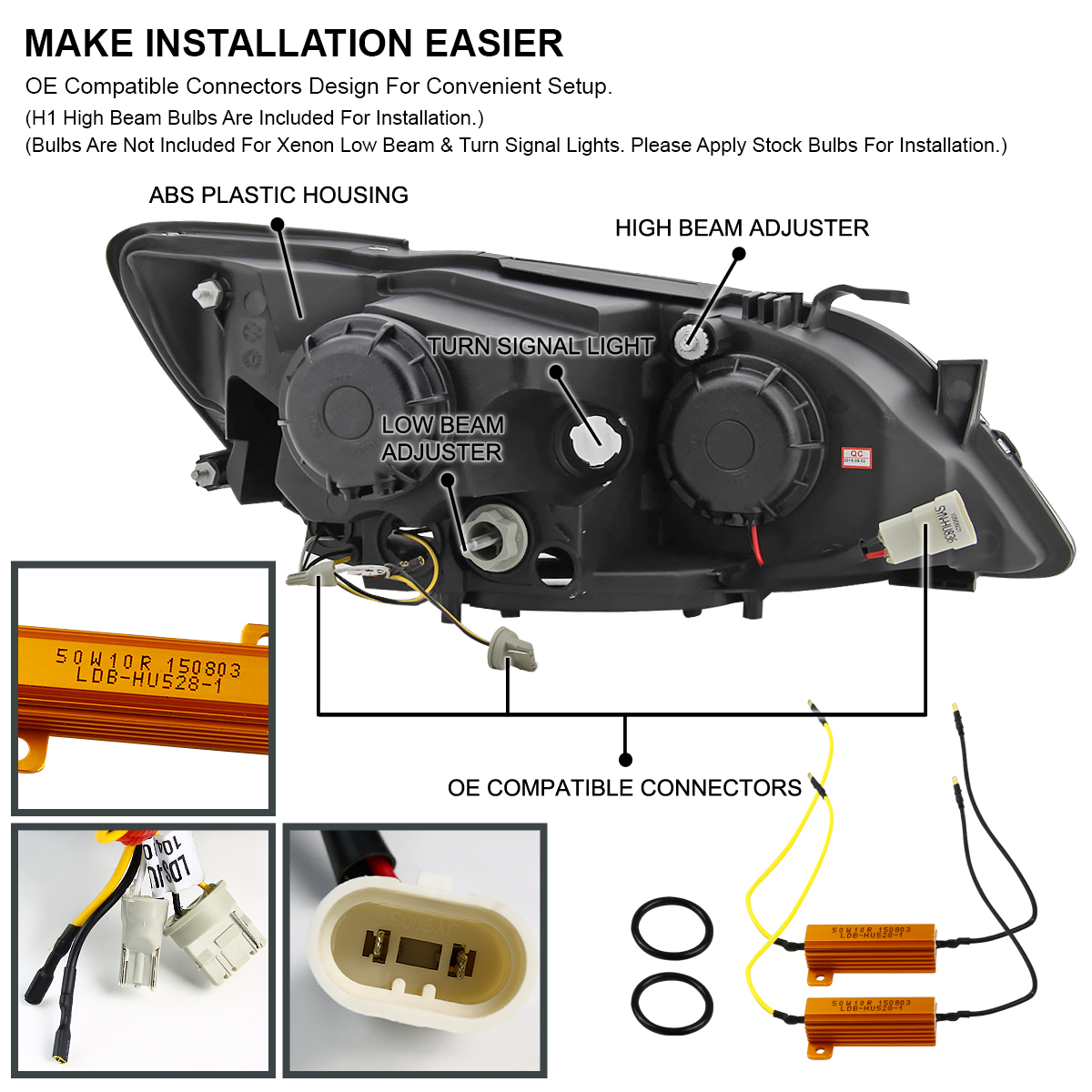 For 20012005 Lexus IS300 Black Projector Headlights Lamps