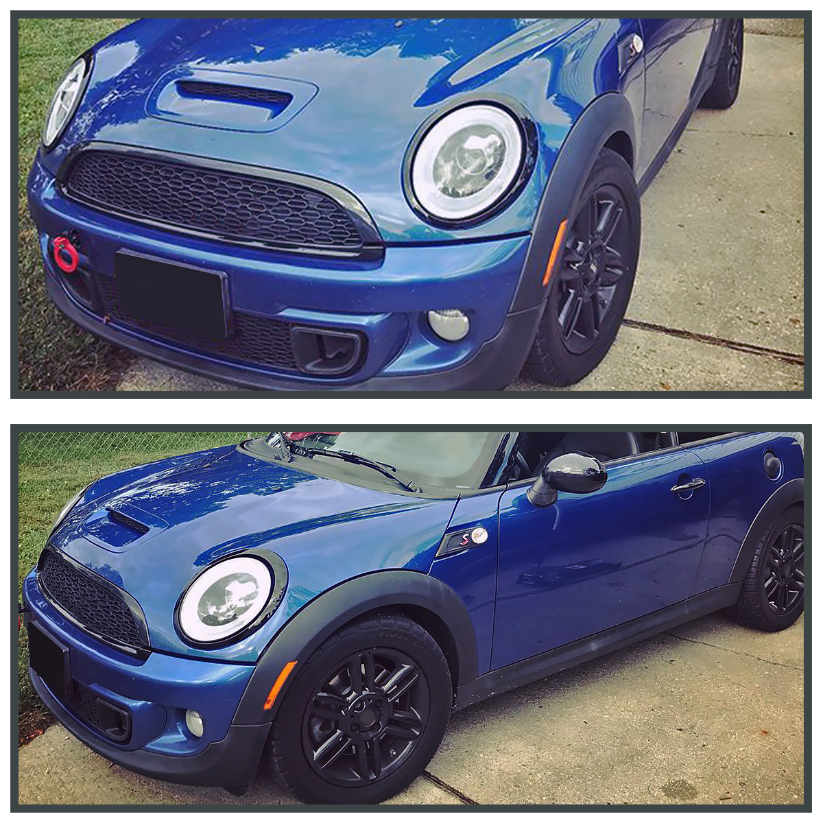 For 20072013 Mini Cooper S Black LED Bar Halo Projector Headlights