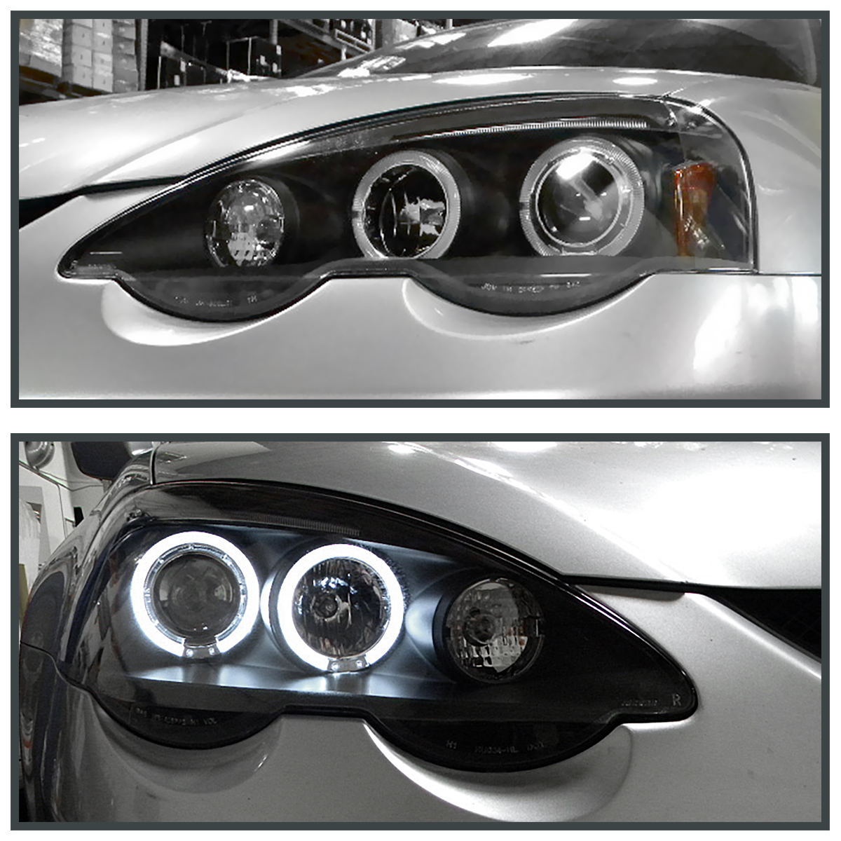 Fits 2002-2004 Acura RSX Black LED Halo Projector Headlights Lamps 
