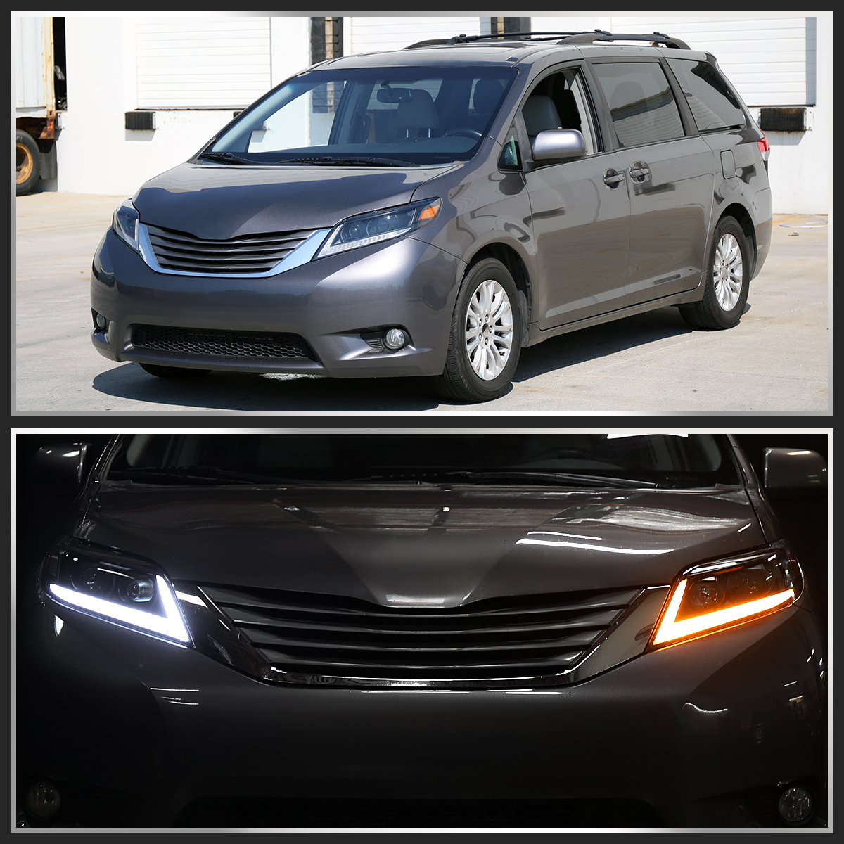 Fits 2011-2020 Toyota Sienna Black Switchback LED DRL Projector