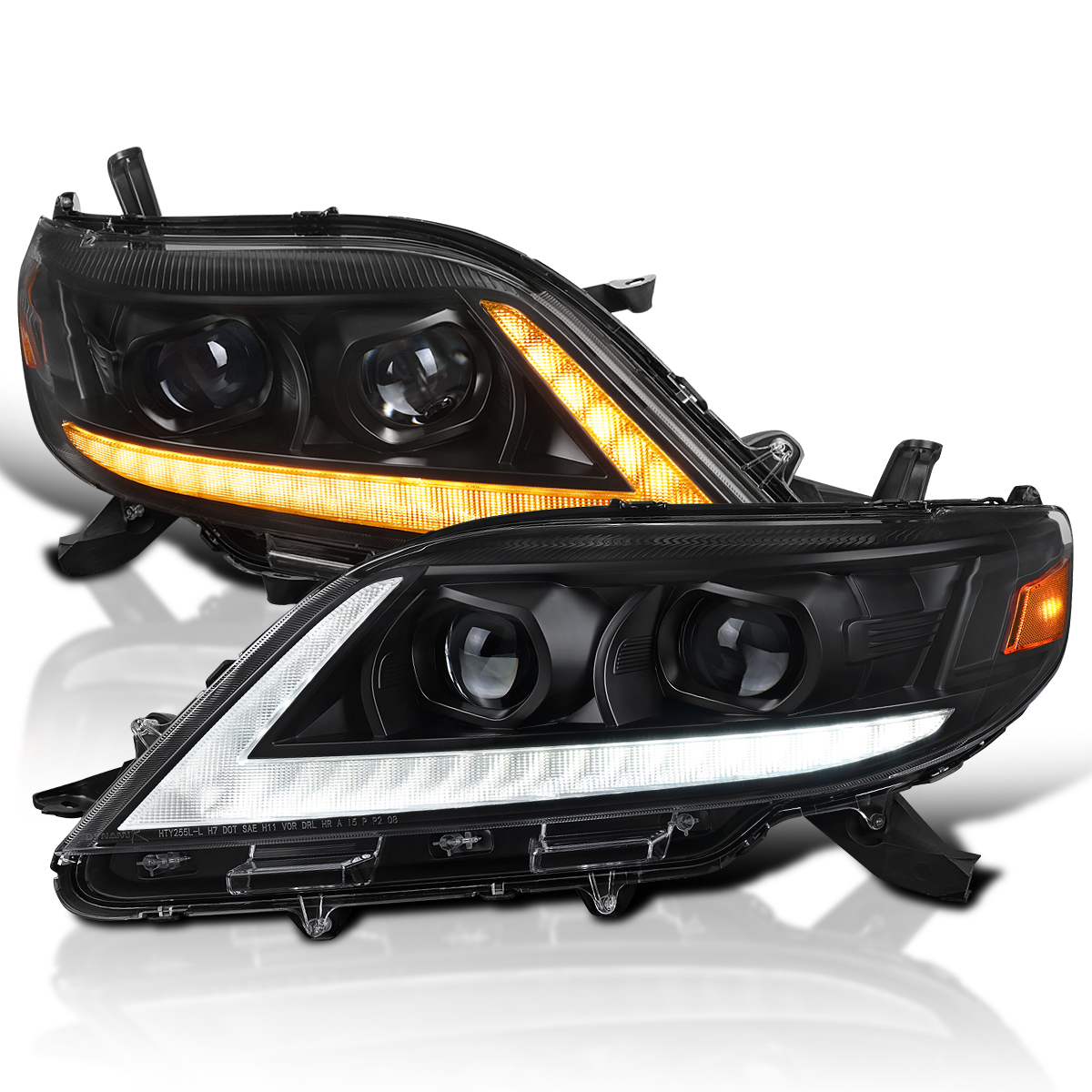 Fits 2011-2020 Toyota Sienna Black Switchback LED DRL Projector
