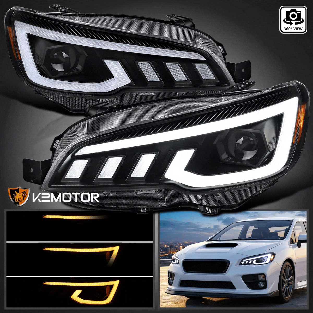 Fits 2015-2021 Subaru WRX STI Black Projector Headlights