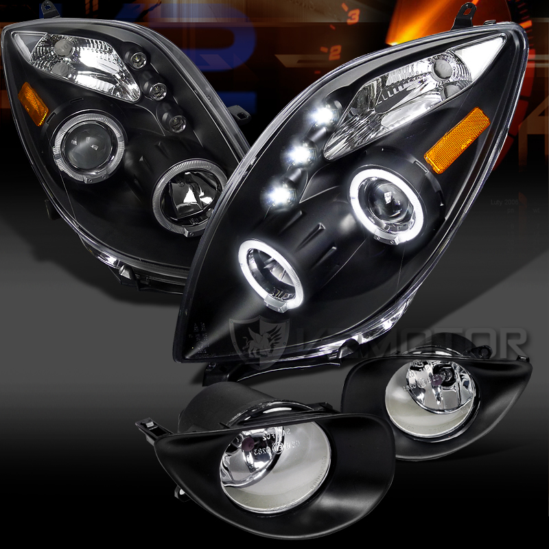 For 20062008 Toyota Yaris Black 2Dr Halo LED Projector Headlight+Fog