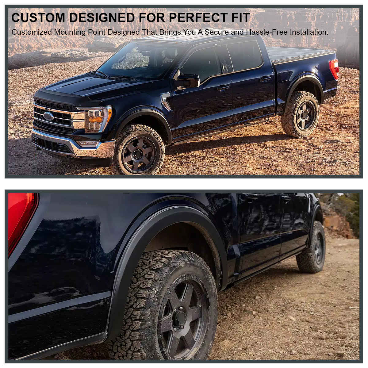 Matte Black R‑Style Fender Flares For 2021‑2024 Ford F‑150 – Protective PP Polypropylene Mud Guards