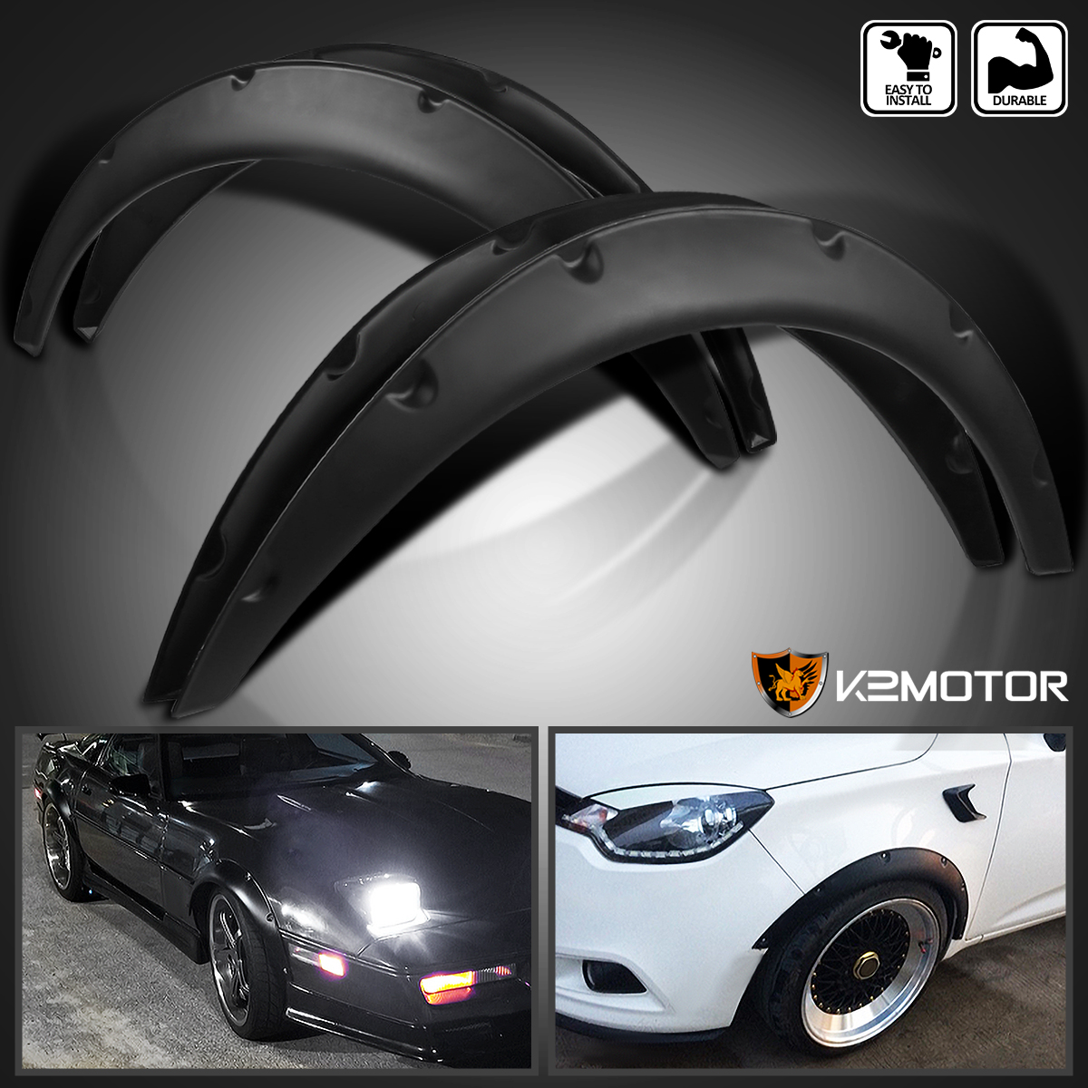Yosoo 4Pcs 4.3//110mm Universal Flexible Car Front /& Rear Fender Flares Extra Wide Body Wheel Arches