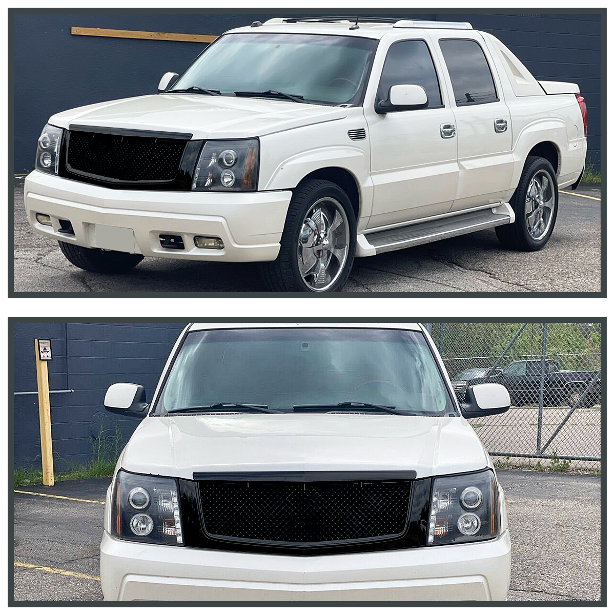 Fits 2002-2006 Cadillac Escalade Glossy Black Mesh Front Hood