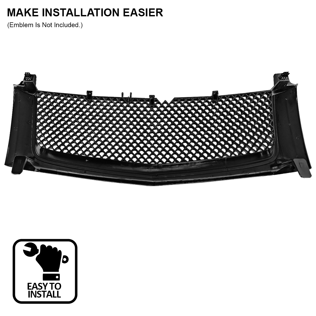 Black Honeycomb Mesh Hood Grille For 2002-2006 Cadillac Escalade - Direct Replacement OEM Style