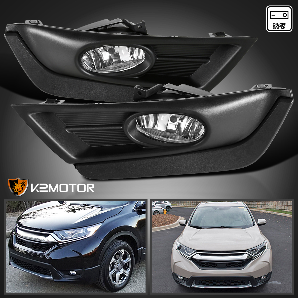 For 20172018 Honda CRV CRV Clear Driving Fog Lights Black Bezel w