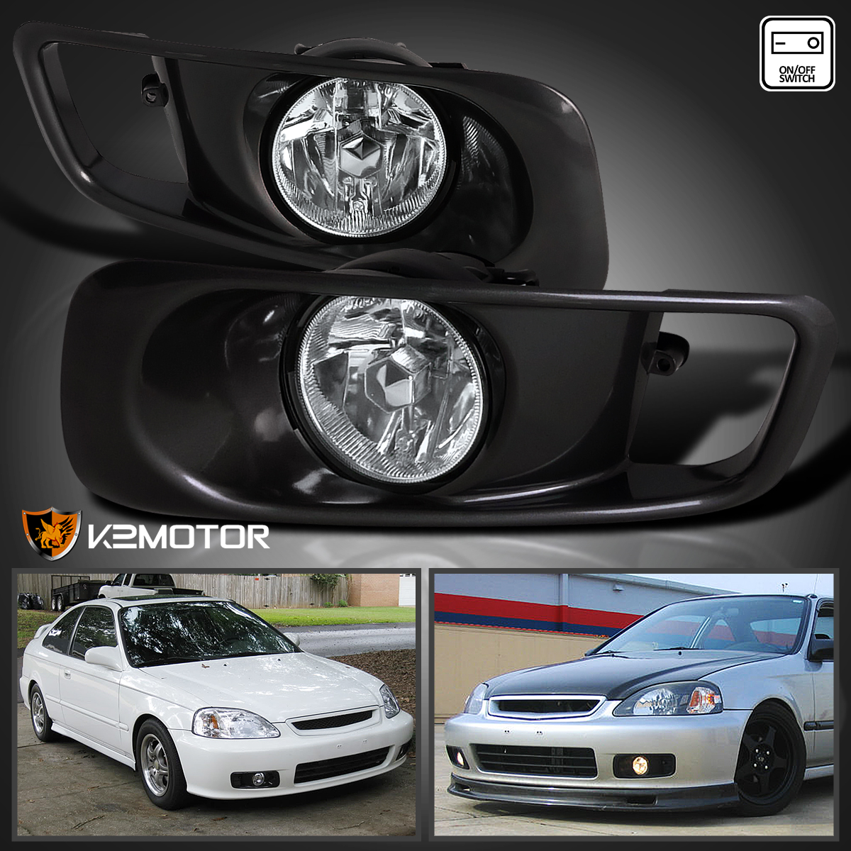 For 19992000 Honda Civic Si JDM Yellow Bumper Fog Lights Kit + Switch
