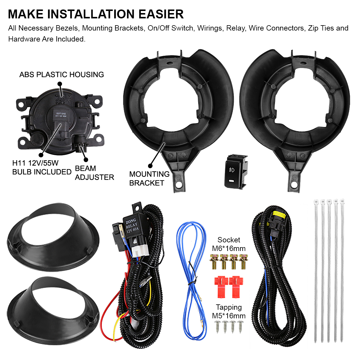 For 2005-2019 Nissan Frontier Clear Fog Lights Bumper Driving Lamps