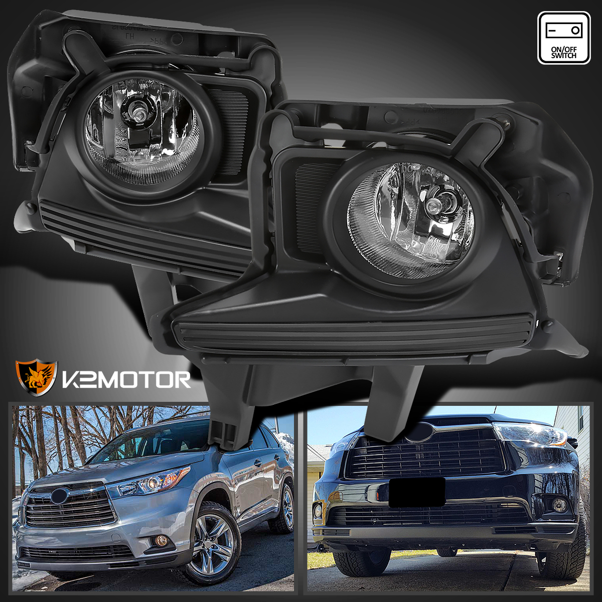 For 2014-2016 Toyota Highlander Clear Bumper Driving Fog Lights+Switch+Bulbs | eBay