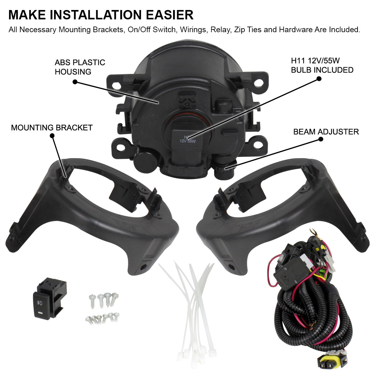 For 2005-2012 Nissan Pathfinder 05-09 Frontier Clear Fog Lights+Wiring