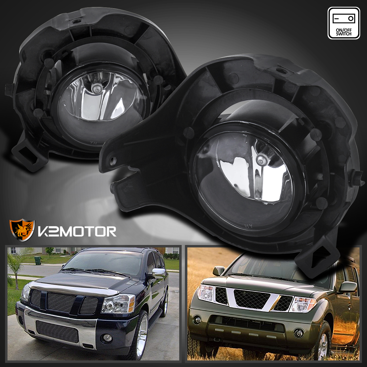 For 2005-2012 Nissan Pathfinder 05-09 Frontier Clear Fog Lights+Wiring