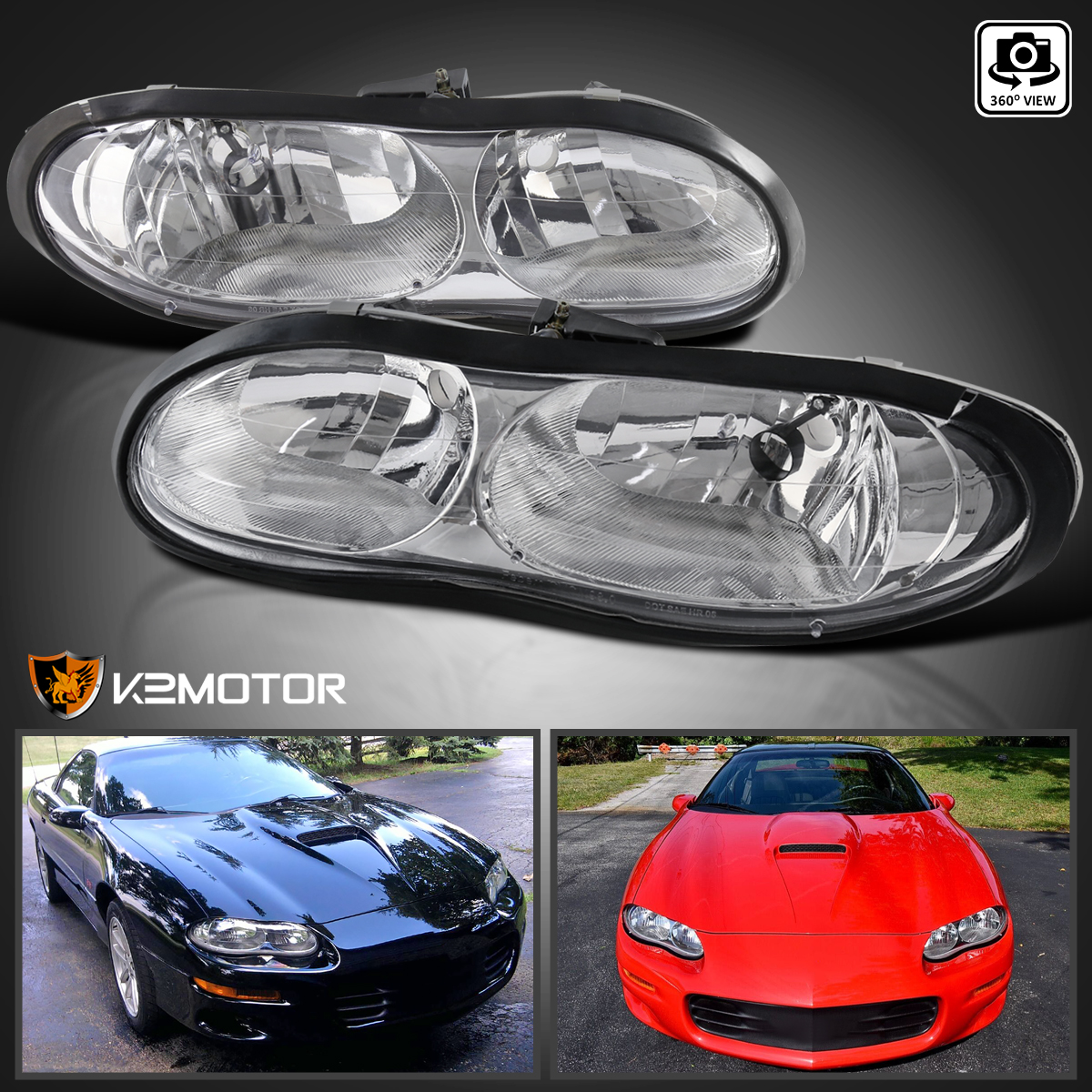 For 19982002 Chevy Camaro Z28 Clear Headlights Head Lamps Left+Right