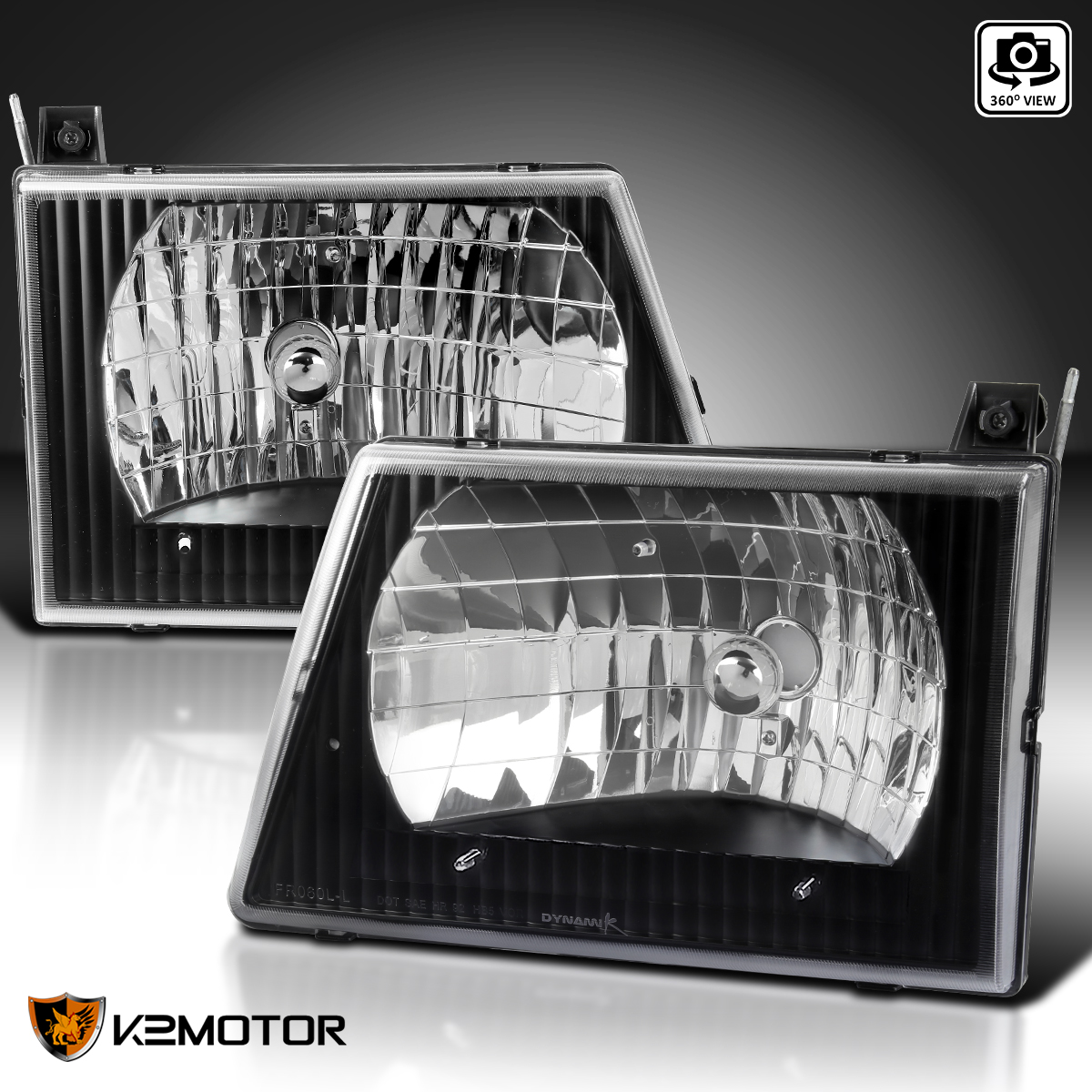 Black Fits 19922006 Ford E150 E250 E350 Econoline Van Headlights Lamps
