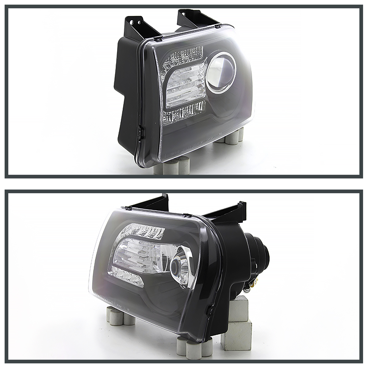Spec-D Tuning LED Projector Headlight Pair For 2005-2010 Chrysler 300 - Black Housing, Clear Lens, Built-In Signal Strip