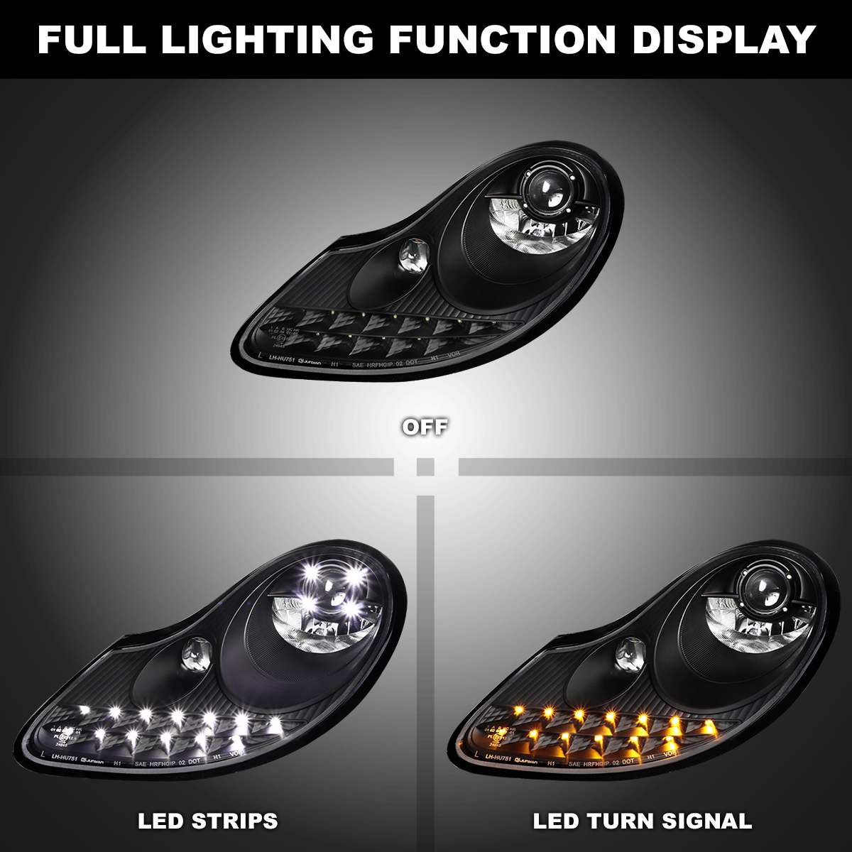 Carpartsinnovate Black LED Projector Headlights For 1997-2004 Porsche 996 911 & Boxster 986 - View #4