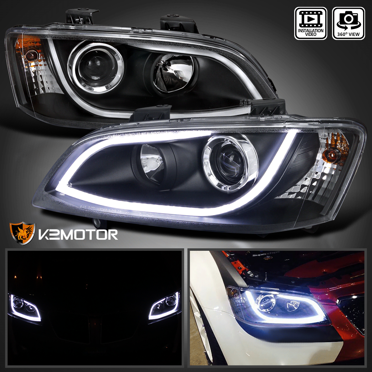 For 20082009 Pontiac G8 LED Bar Projector Headlights+Turn Signal Lamps