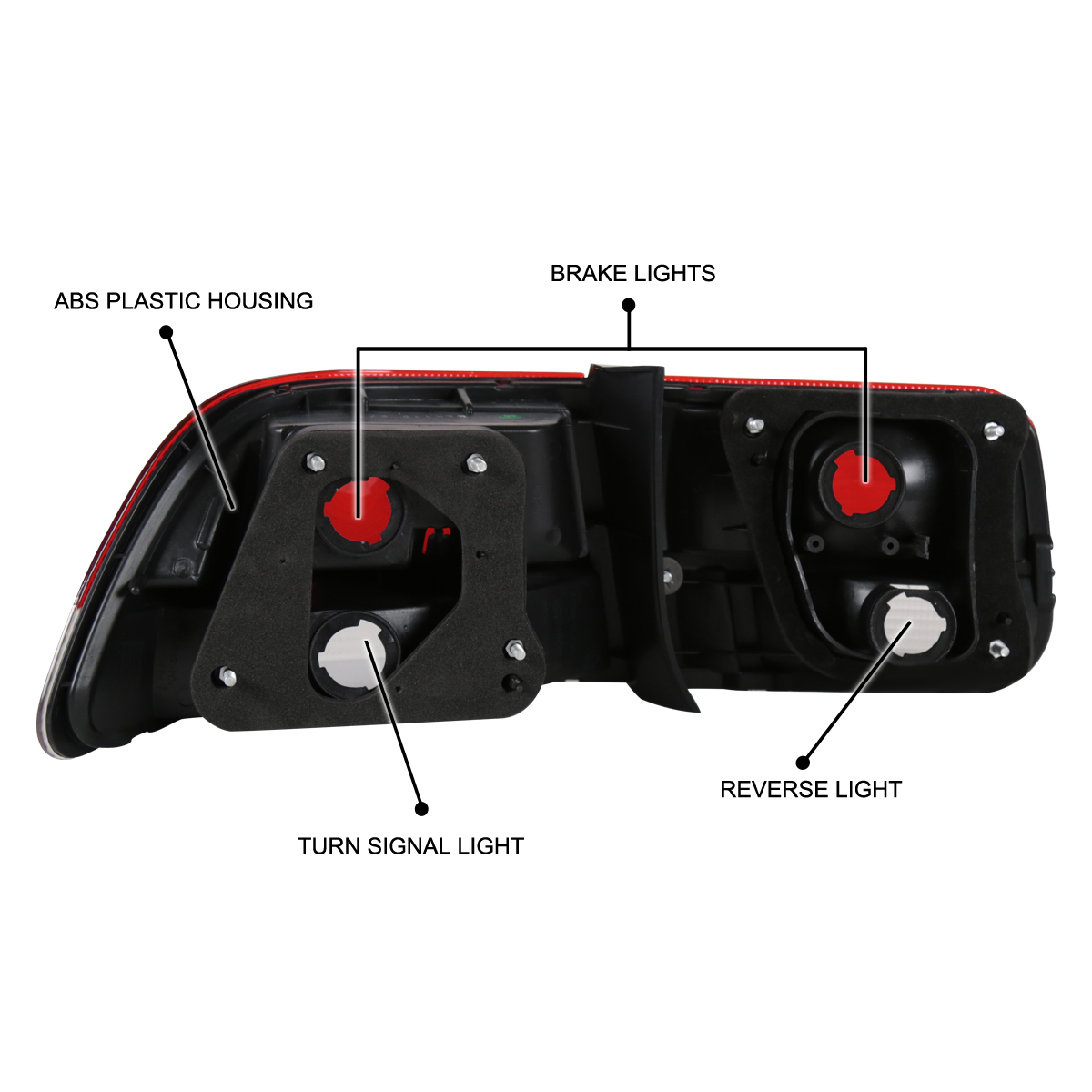 Red/Smoke Fits 1996-2000 Honda Civic 2Dr Coupe Tail Lights Brake