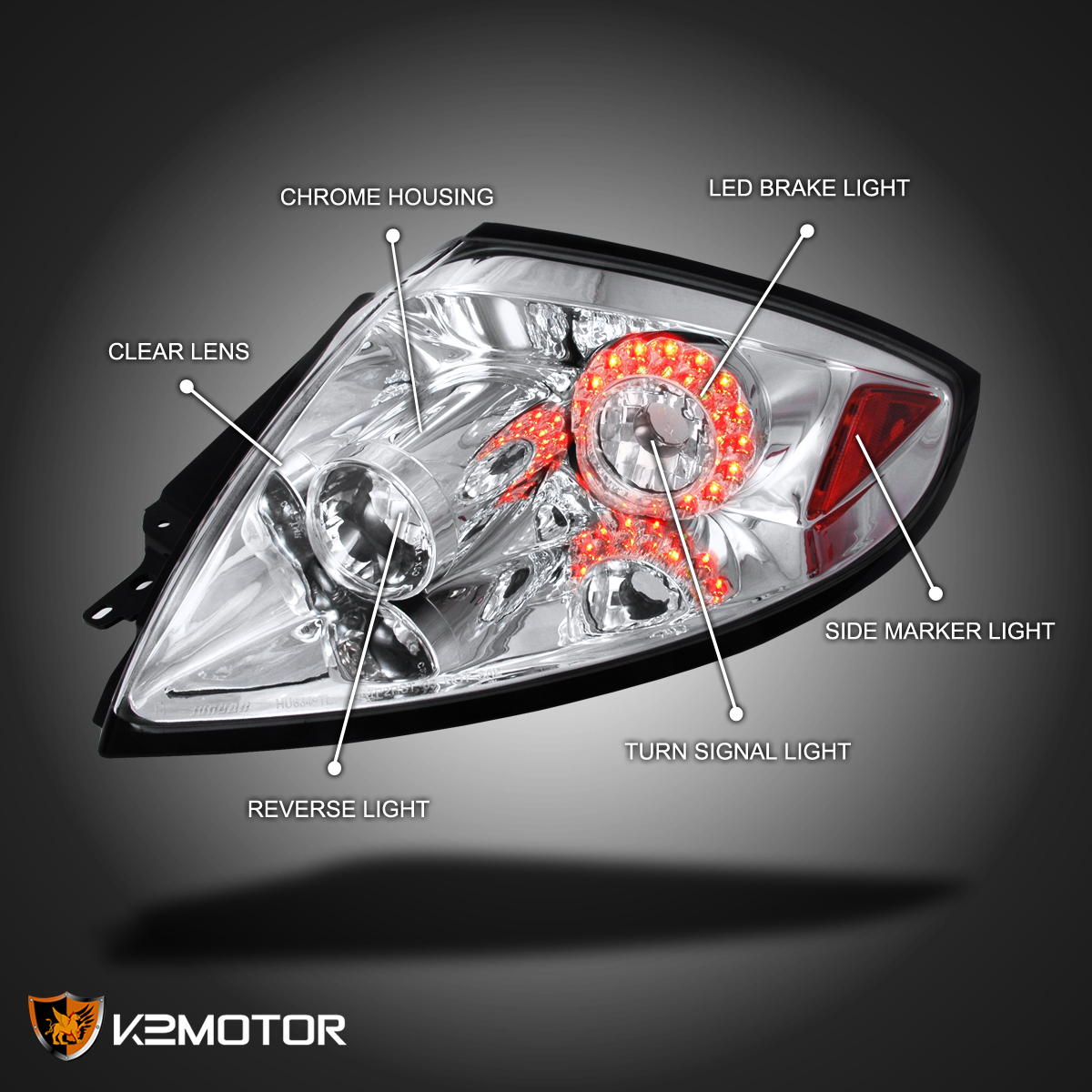 For 20062011 Mitsubishi Eclipse Clear LED Tail Lights Brake Lamps Left