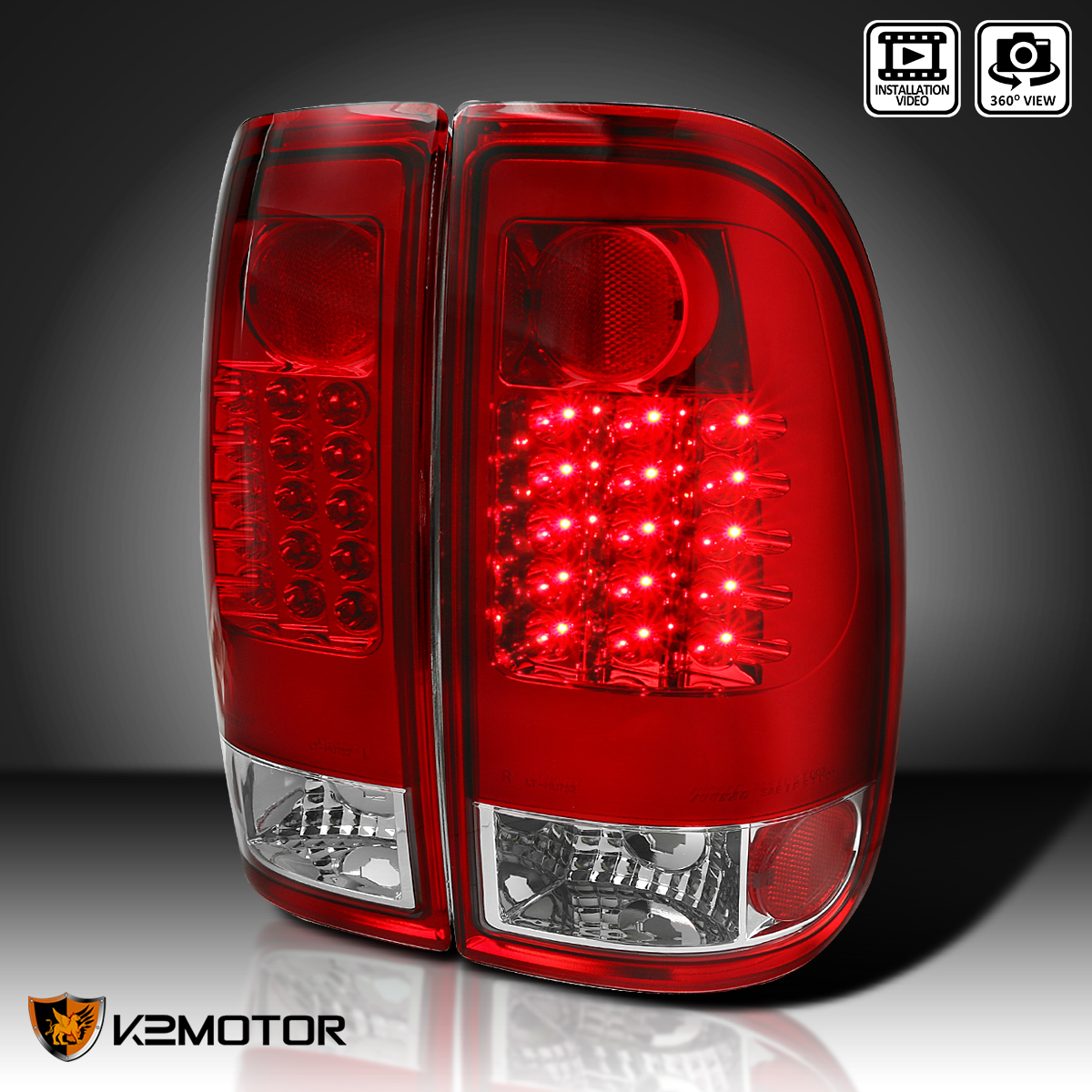 Fit 2008-2016 Ford F250 F350 F450 F550 SuperDuty Glossy Black LED Tail