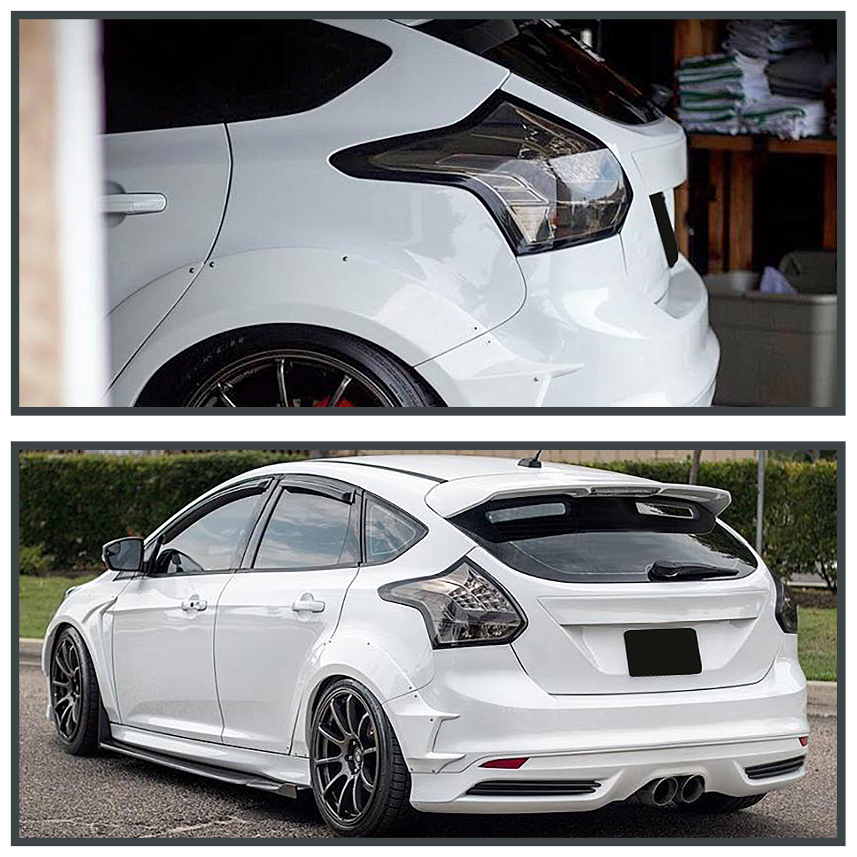 Fit 20122014 Ford Focus 4Dr Hatchback Smoke LED Tail Lights w/ DRL