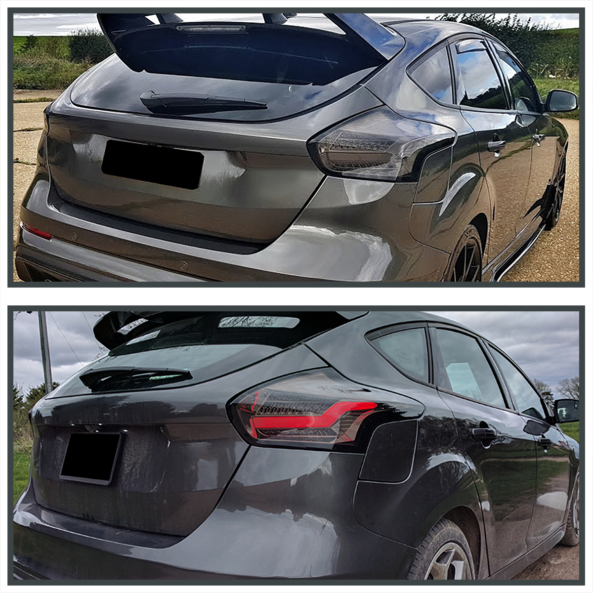 Fits 20152018 Ford Focus 5Dr Hatchback Smoke Full LED Tail Lights