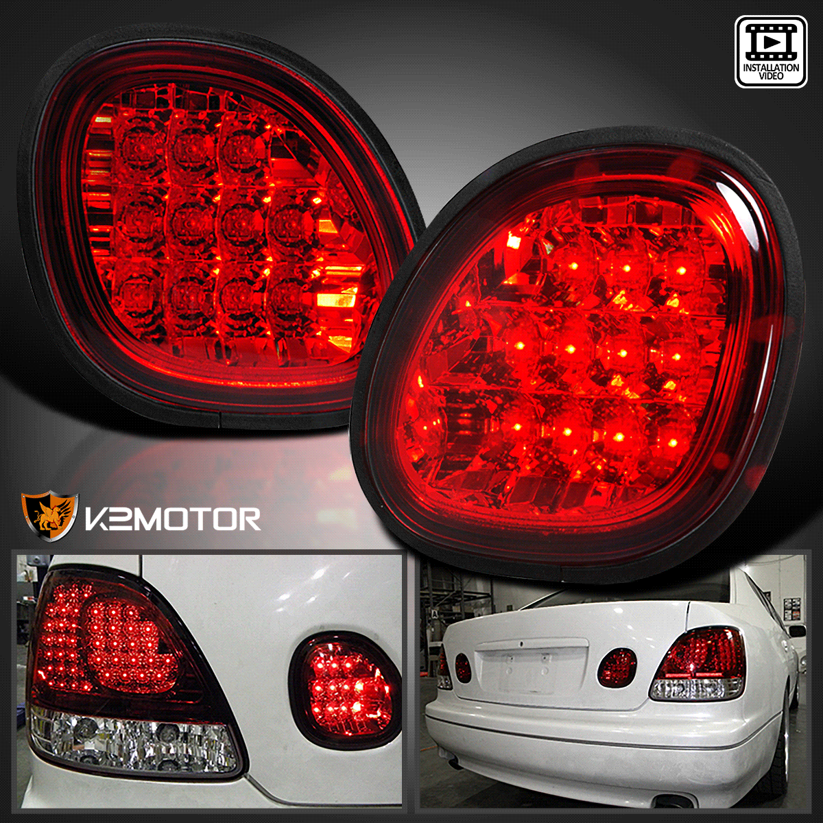 Red Fits 1998-2005 Lexus GS300 GS400 GS430 LED Tail Trunk Lights
