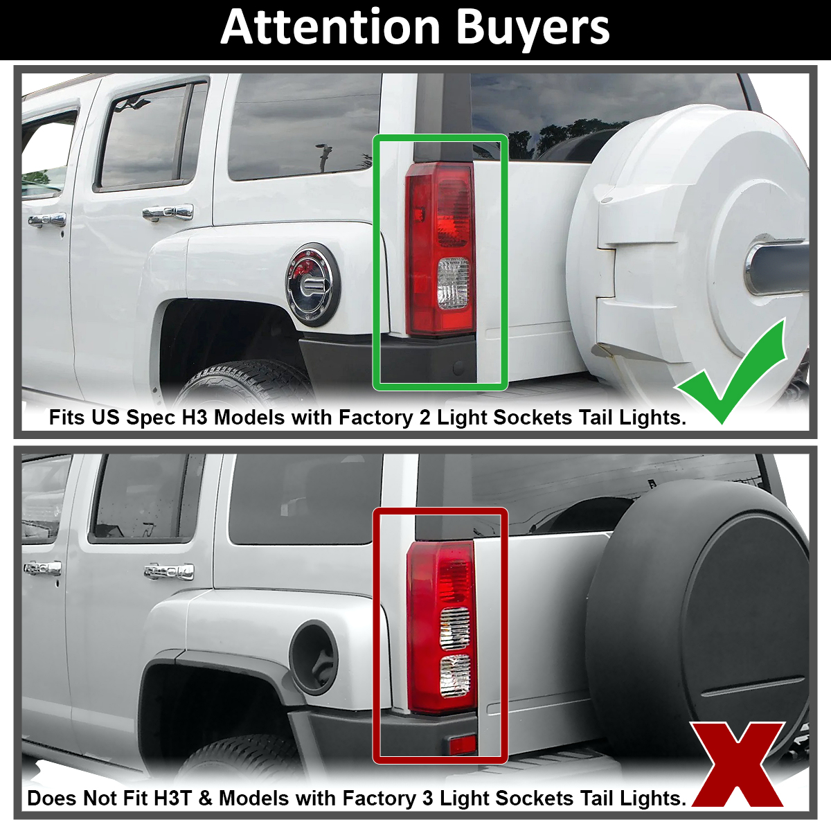 Smoke Fits 2005-2010 Hummer H3 LED Rear Tail Lights Brake Reverse