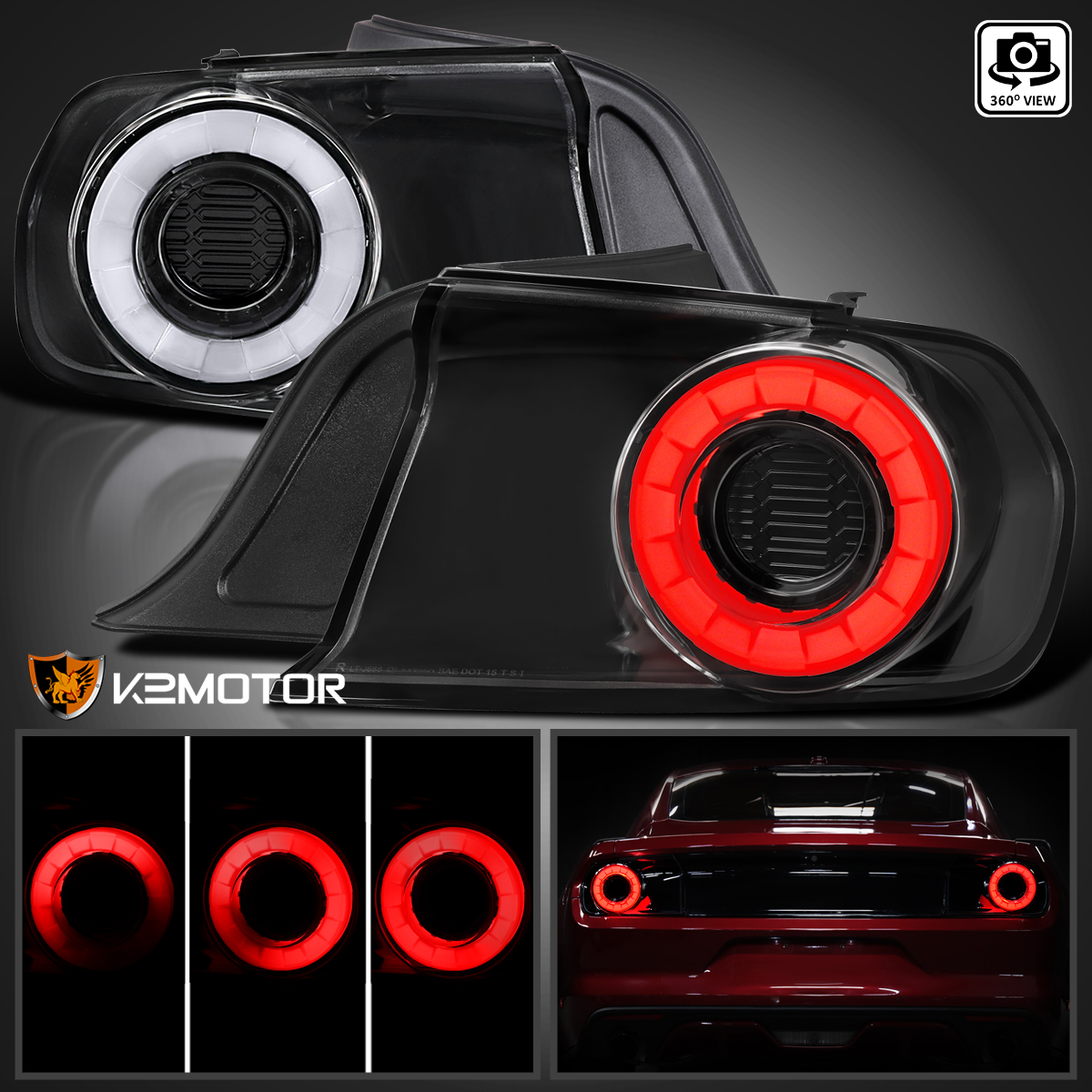 Jet Black Fits 2015-2023 Ford Mustang LED Sequential Signal Lamps