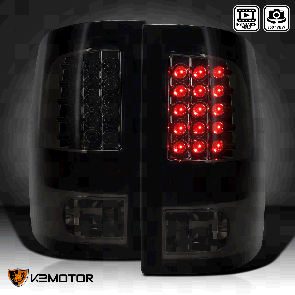 Black 2002-2006 Dodge Ram 1500 2500 3500 Pickup Black LED Tail Lights Left+Right