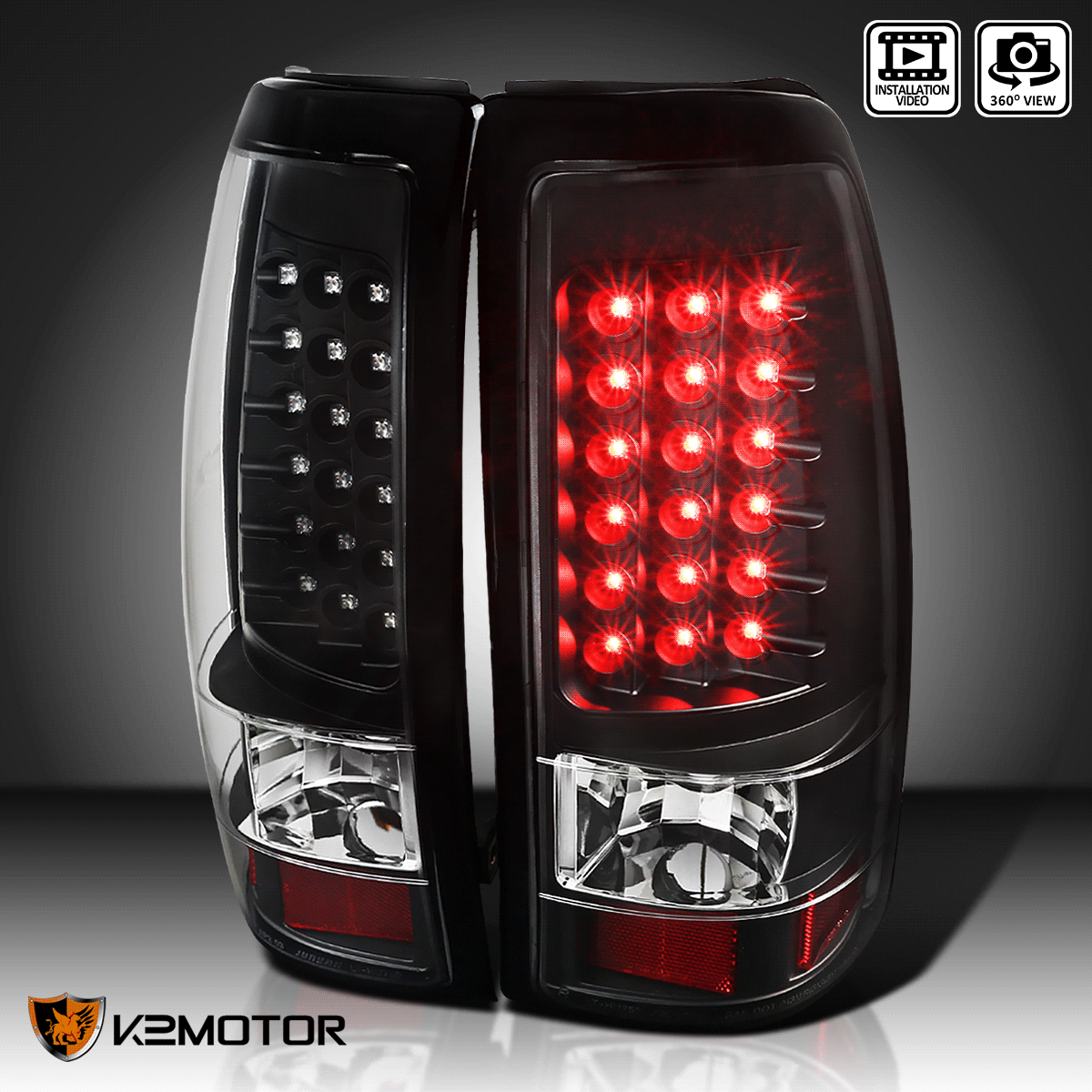 Fits 2003-2006 Silverado Sierra 1500 2500HD 3500 Red Smoke LED Tail Brake Lights