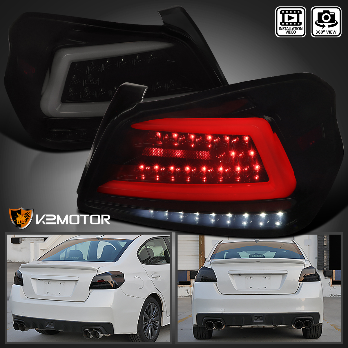 For 20152019 Subaru WRX STI Black Smoke Sequential LED Signal Tail