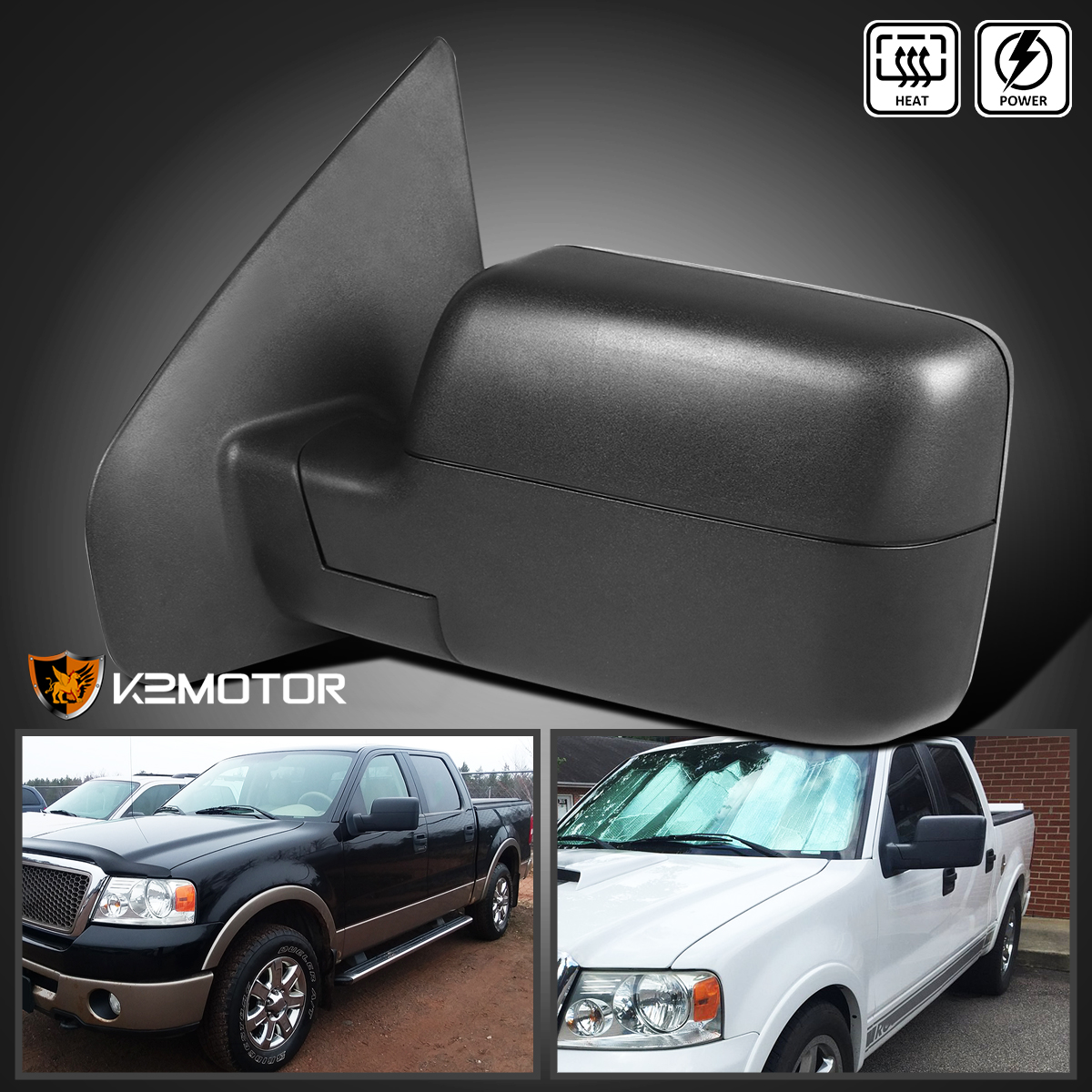 Power Mrror For 2004-2006 Ford F-150 Drver Sde Textured Black Manual