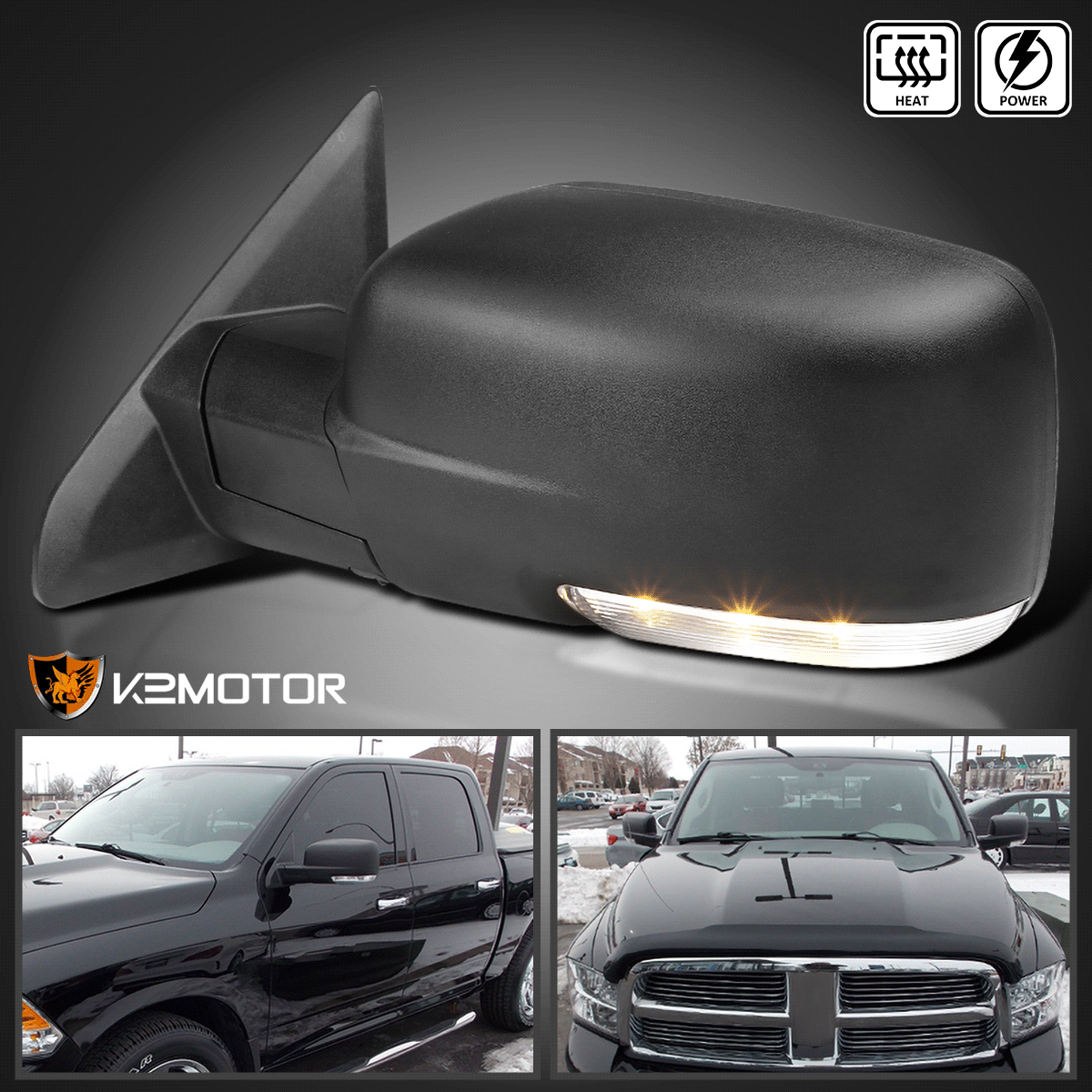 For 20092012 Dodge Ram 1500 LED Signal Power Heated Foldable Side