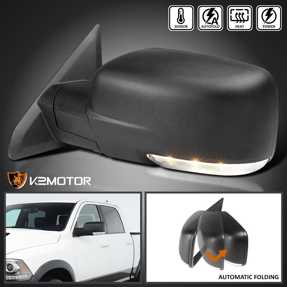 For 20132019 Ram 1500 Power Fold Heated Temp Sensor Side Mirror Driver