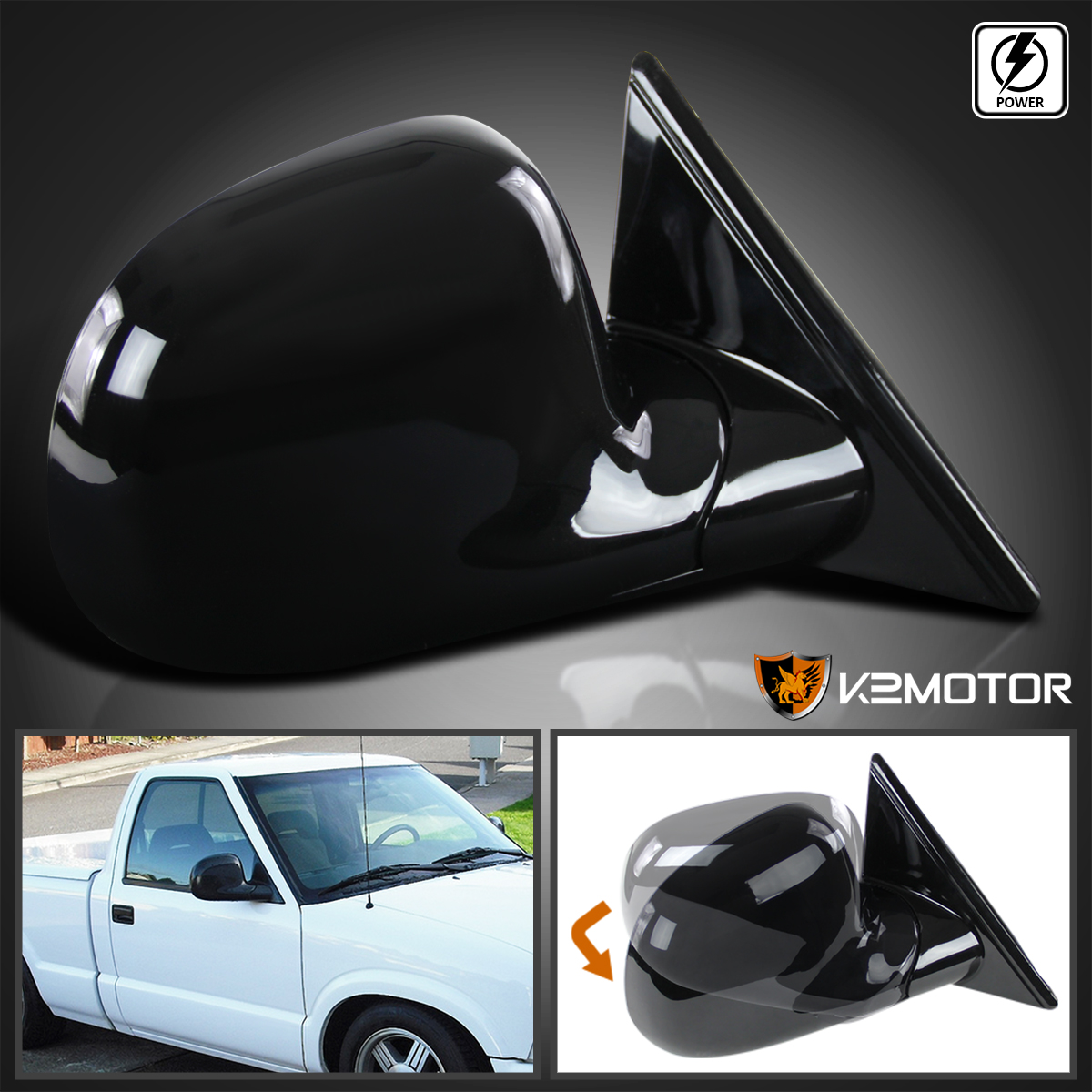 For 1994-1998 Chevy Blazer S10 GMC Jimmy Driver Side Mirror Manual Foldaway