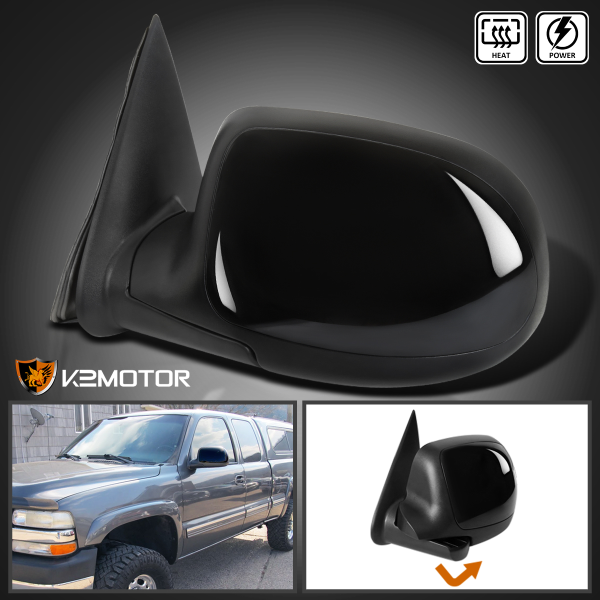 99-02 Chevy Silverado GMC Sierra POWER+HEATED Foldable Side Mirror LEFT+RIGHT
