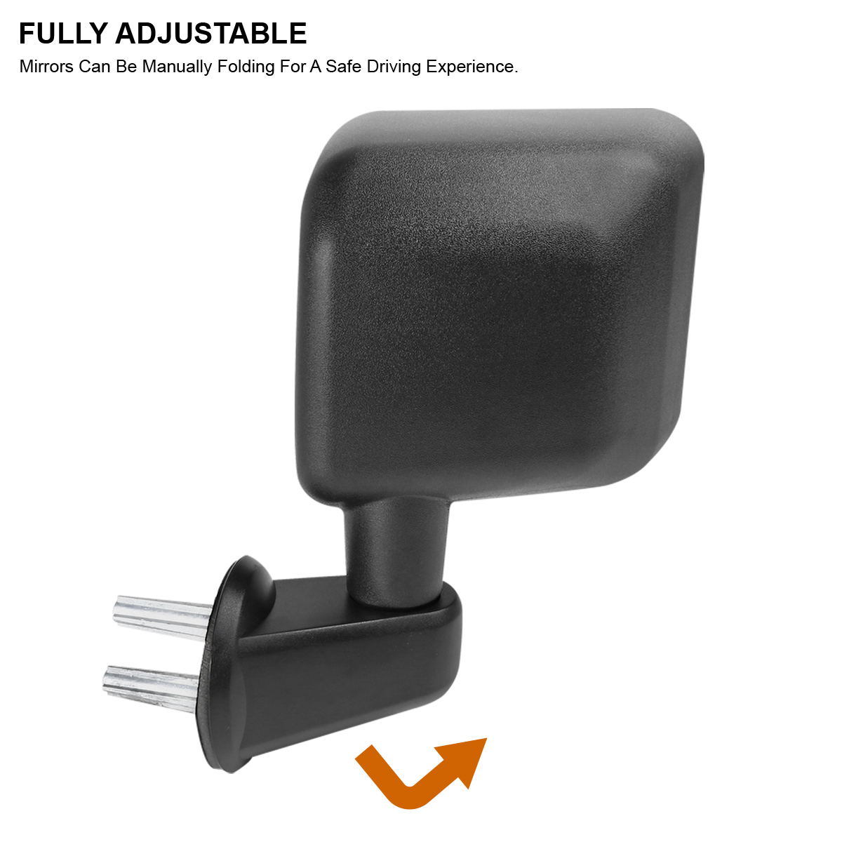 2007-2018 Jeep Wrangler Black Side View Door Mirrors Manual Replacement PAIR