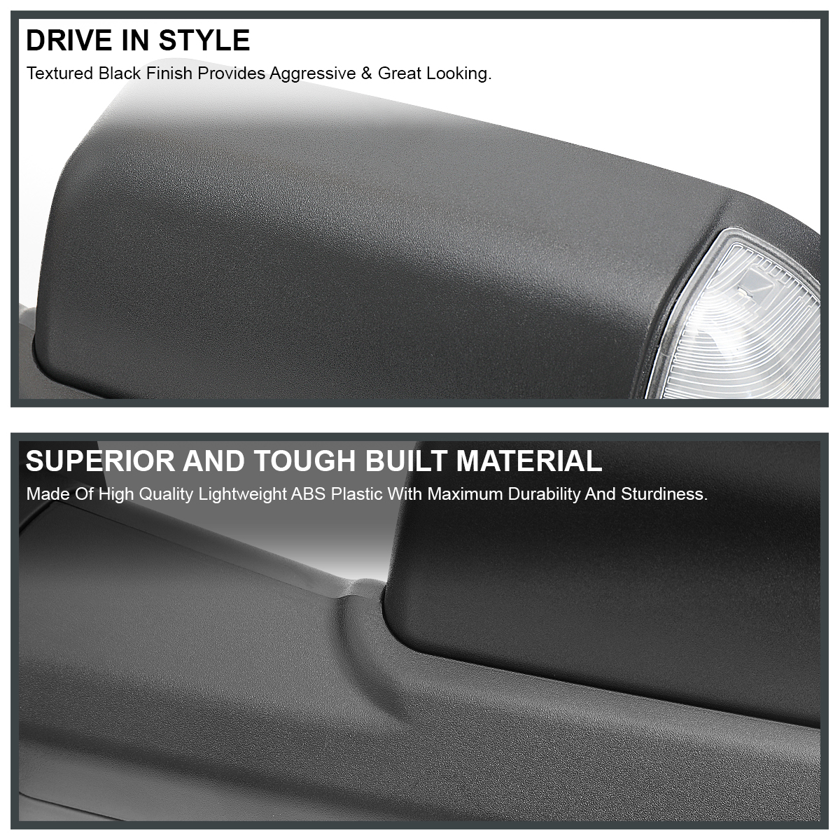 Power Towing Mirrors For Ram 1500 2019-2021 – Black Trim, Driver & Passenger Pair, DOT/SAE Certified