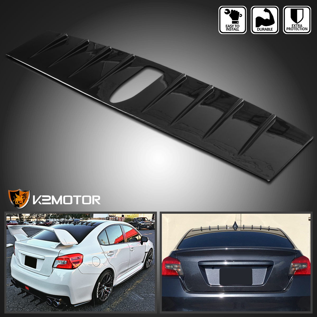 Gloss Black Vortex Generator Roof Spoiler Wing Lip For 2015-2021 Subaru WRX STI