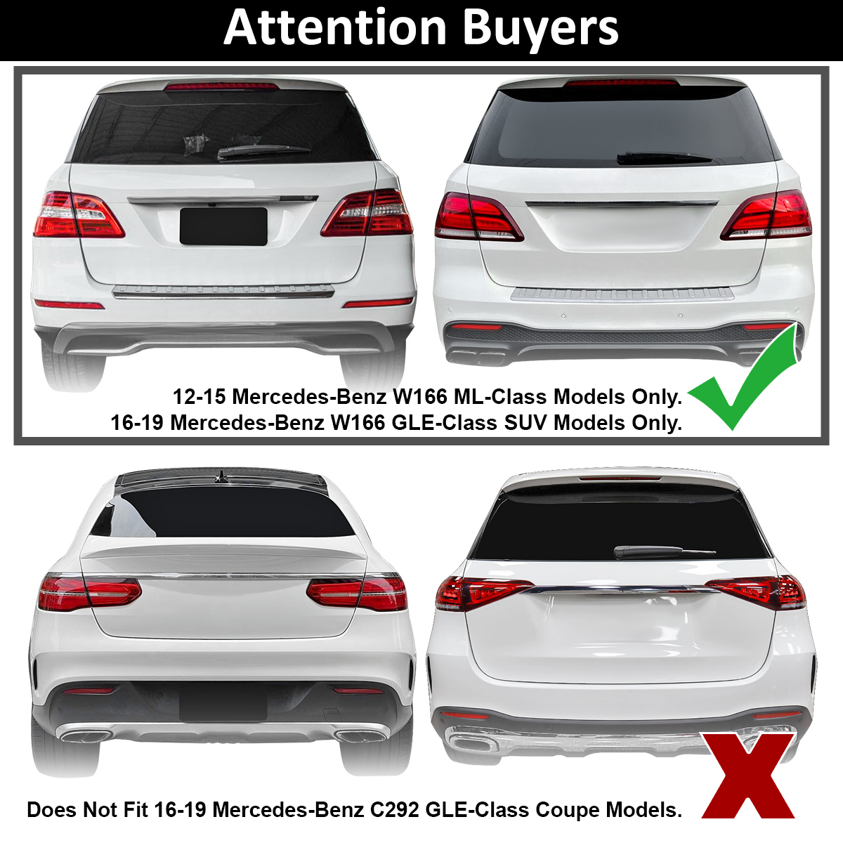 Fits 2012-2015 Mercedes W166 ML-Class ML350 GLE Side Step Bars