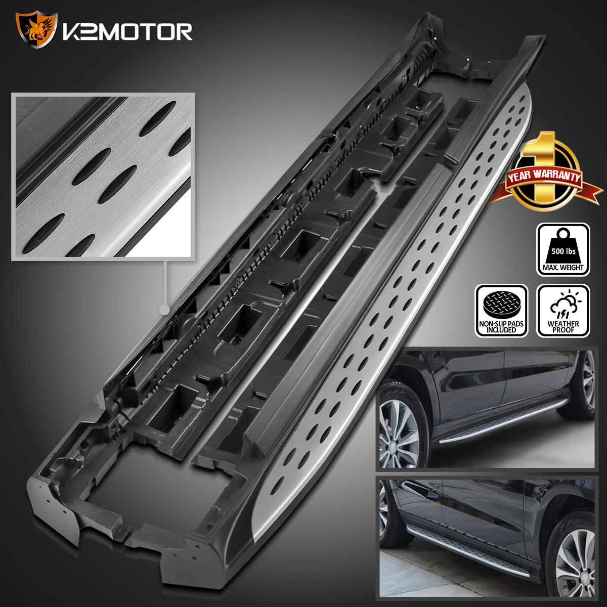 For 20132018 MercedesBenz GL450 GLS X166 Aluminum Running Board Side