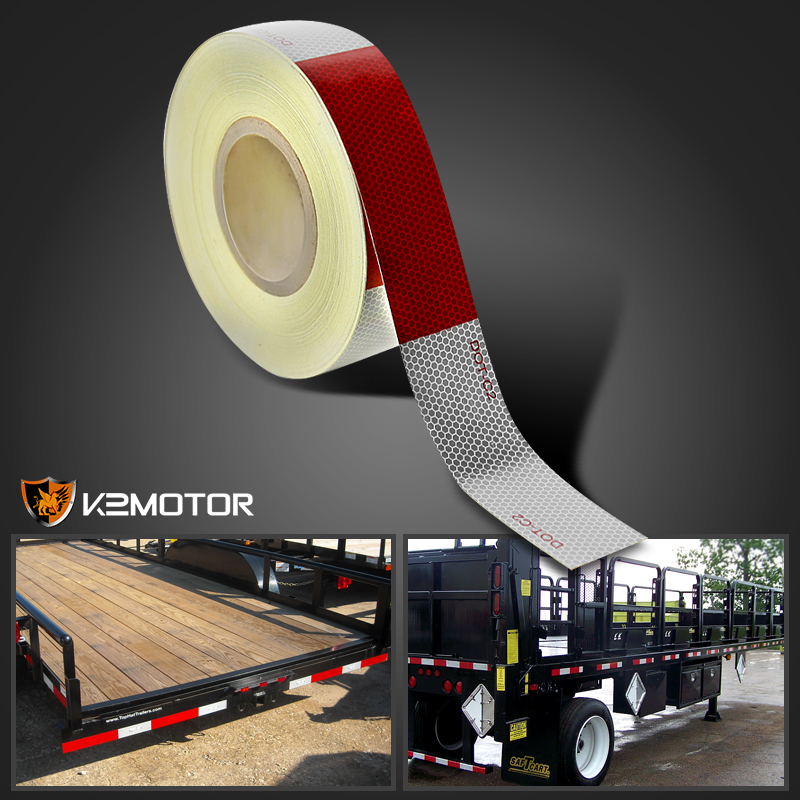 2"x164' Red White Approved DOTC2 Reflective Conspicuity Trailer Tape