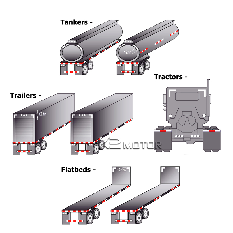 2"x164' Red White Approved DOTC2 Reflective Conspicuity Trailer Tape
