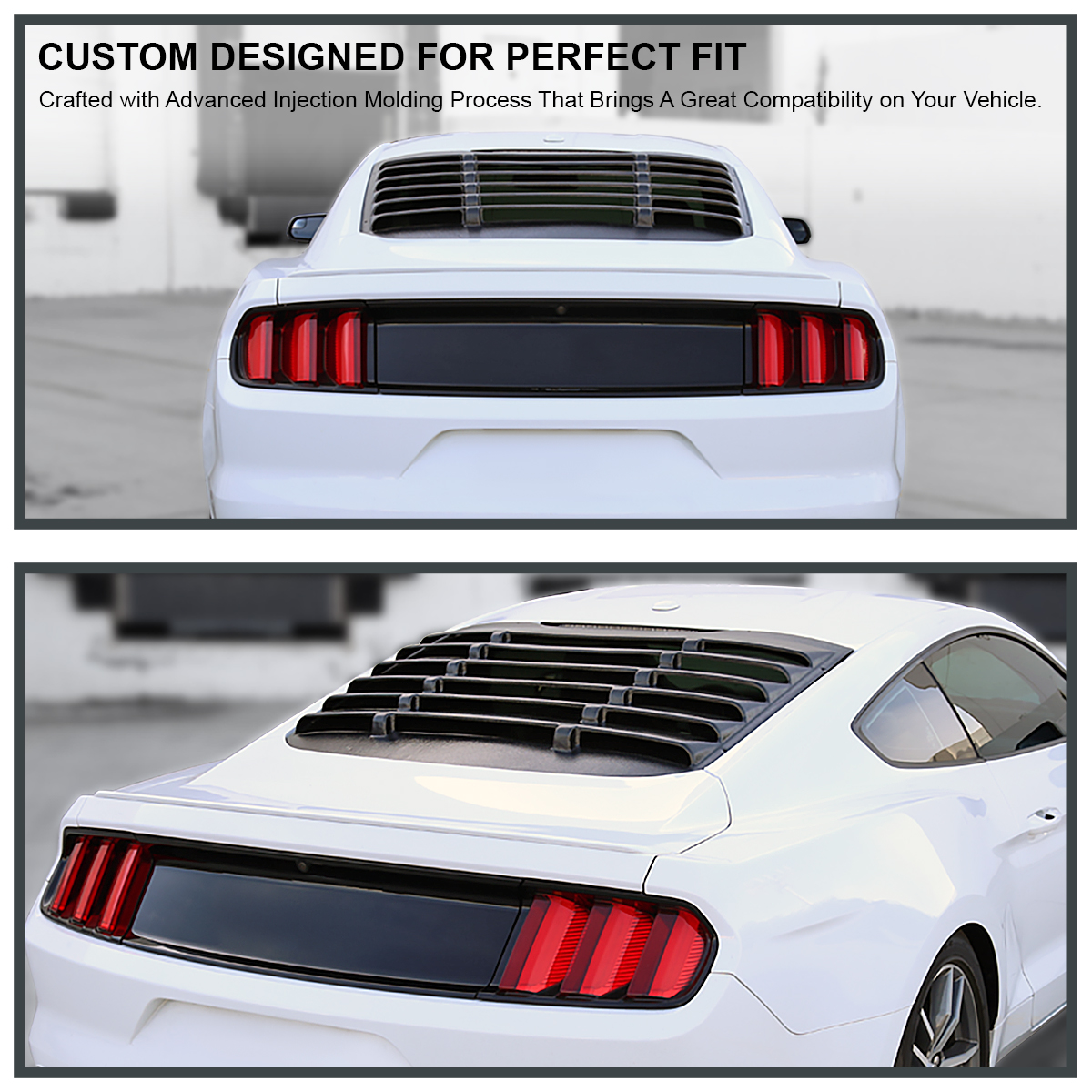 20152017 Ford Mustang Black Rear Window Louver Cover Vintage Style