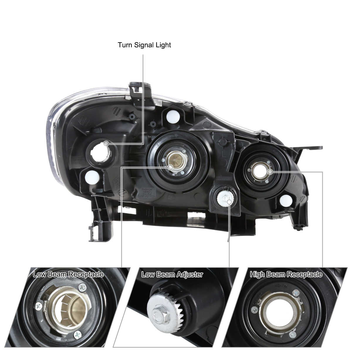 Smoke Lens Headlights Pair For 2003-2008 Toyota Corolla Sedan – Chrome Housing – Driver & Passenger Side – DOT/SAE