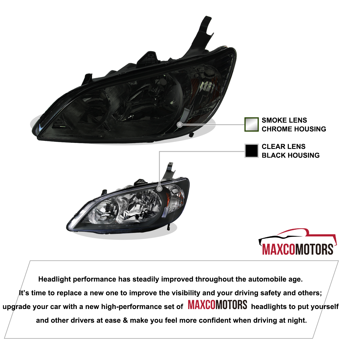 Fits 2005-2010 Pontiac G6 GT GTP Smoke Headlights Head Lamps Left+Right