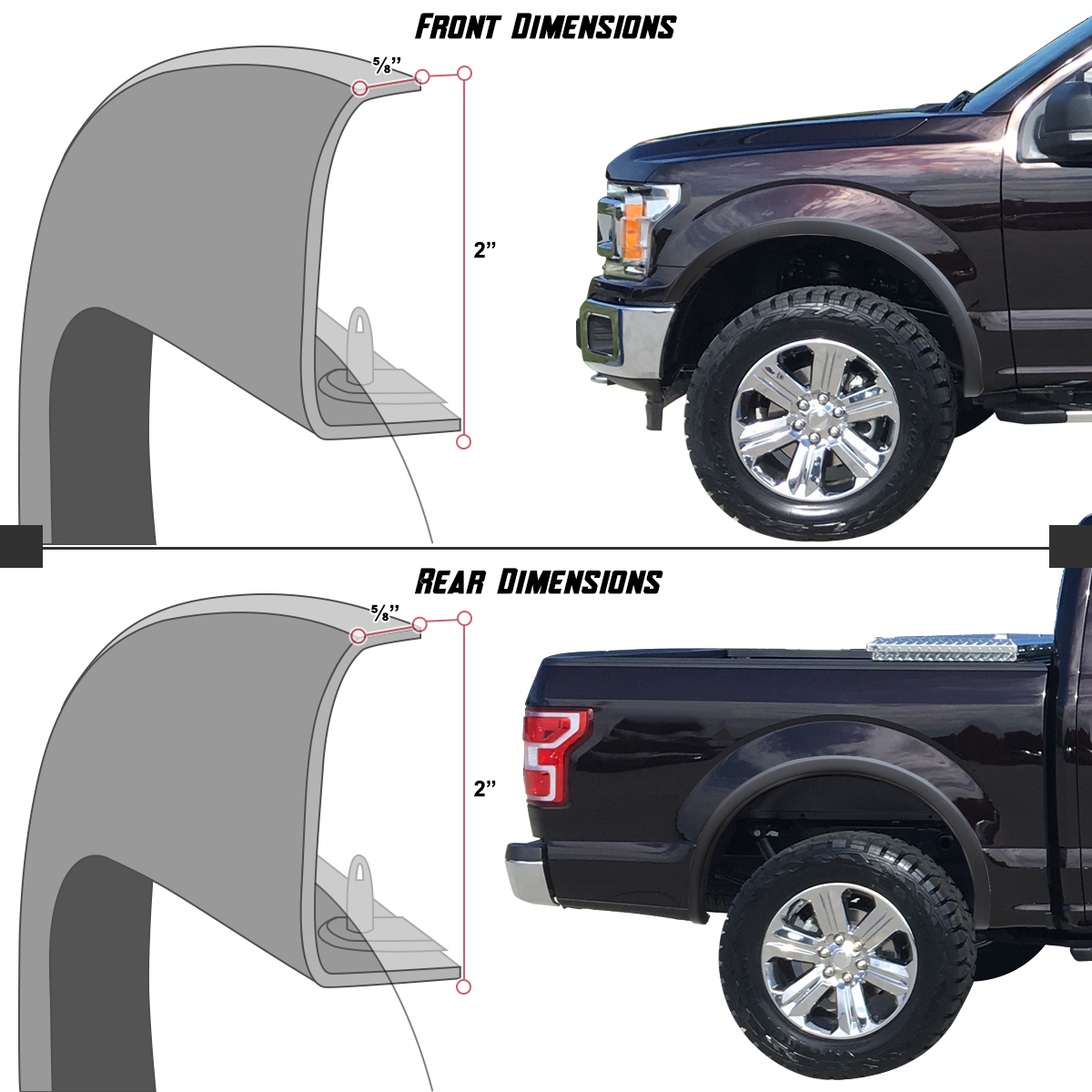 thumbnail image 2 of Spec-D Tuning Smooth Black Fender Flares For Ford F-150 2018-2020 (4pc Kit) 2 of 6